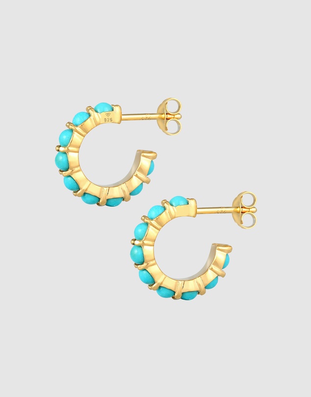 Elli Jewelry - Howlite Hoop Earrings in Gold-Plated 925 Silver