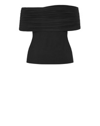 City Chic - Plus Size Buckle Off Shoulder Top - black