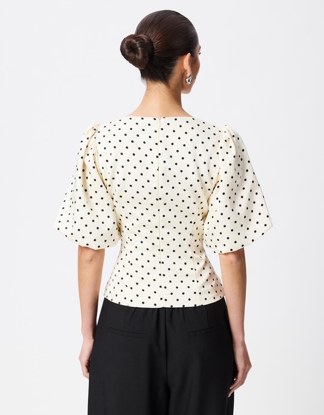 Tussah - Thea V-Neck Polka Dot Puff Sleeve Top