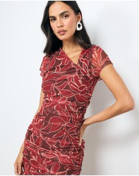 AERE - Polina Mesh Midi Dress