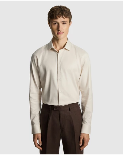 yd. - Clubman Pure Cotton Twill Slim Fit Dress Shirt