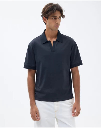 AERE - Open Collar Jersey Polo