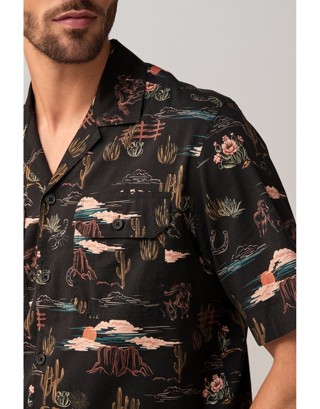 NEXT - Western Style Printed Short Sleeve Shirt With Cuban Collar