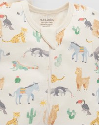 Purebaby - 2 Pack Short Sleeve Printed Growsuit -Babies
