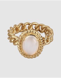 Elli Jewelry - Ring Moonstone Dainty 925 Sterling Silver Gold-Plated