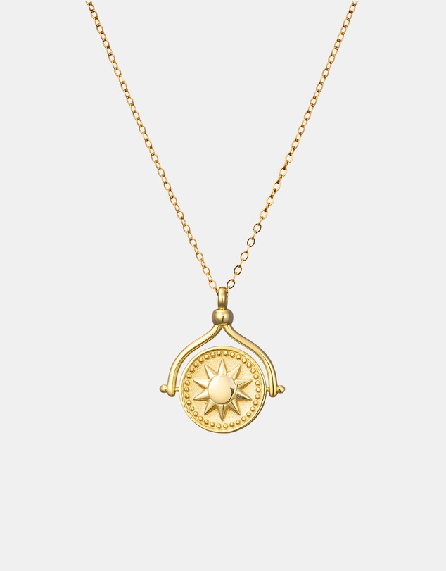 Zoe Olivia - 14K Gold Vermeil Medallion Sun/Moon Flip Necklace