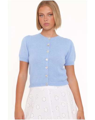 Petal & Pup - Zena Puff Sleeve Cardigan - Cornflower Blue