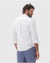 Coast Clothing - Long Sleeve Linen Shirt: White