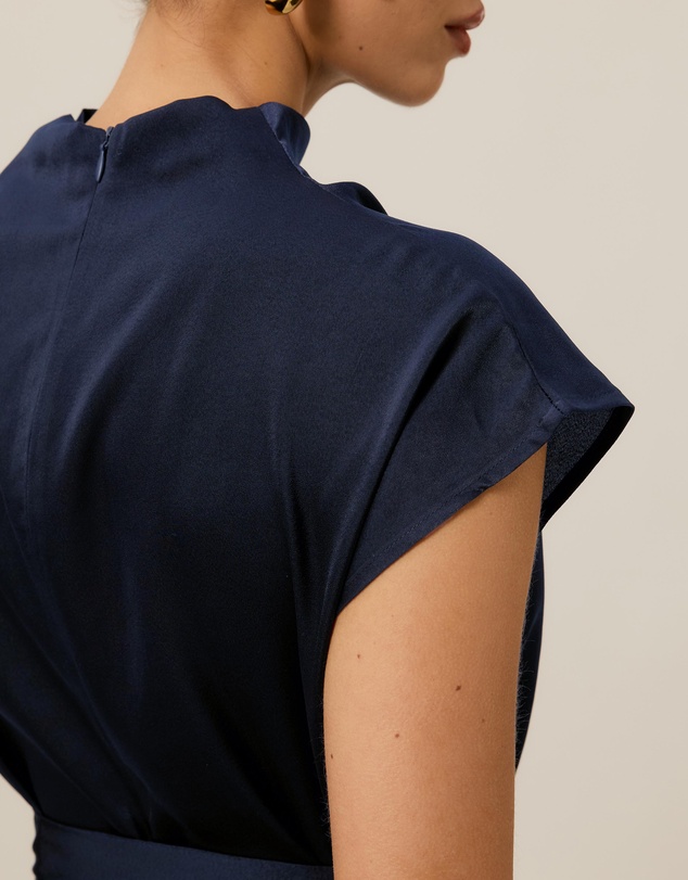 Tussah - Violet Drape Tie Detail Satin Top