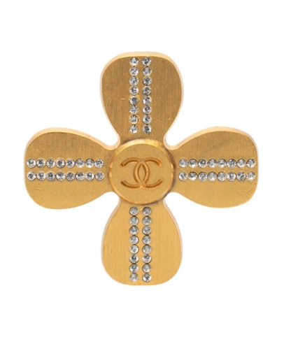 Pre-Loved by Azura Reborn - Pre-Loved CC Gold Plated Rhinestones Clover Brooch