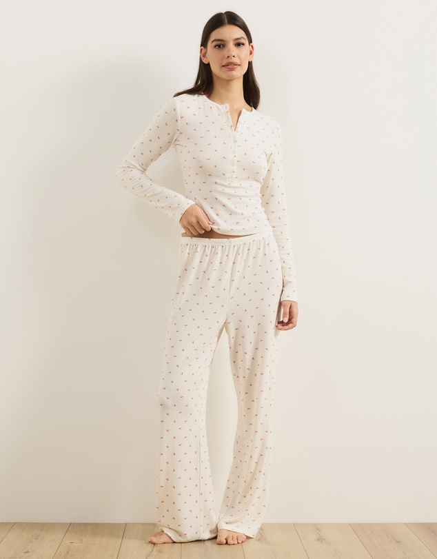 Atmos&Here - Shaina Pointelle Henley Long Sleep Set