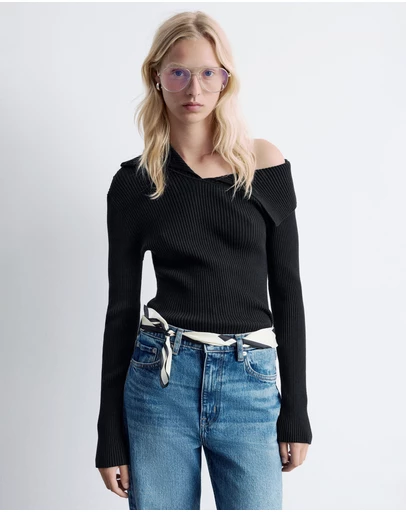 & Other Stories - Rib-Knit Off-Shoulder Top