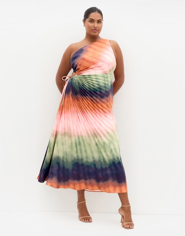 City Chic - Aliza Sunset Ombre Print Pleat Maxi Dress