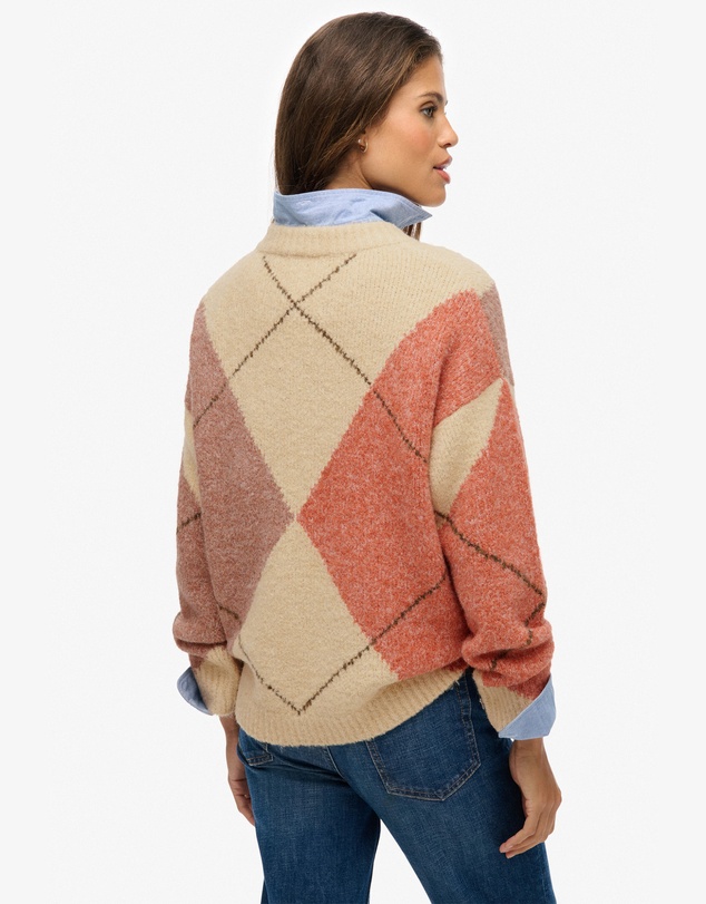Superdry - Oversized Argyle V Neck Jumper