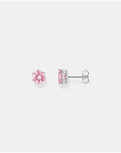 THOMAS SABO - Ear studs with big, pink zirconia