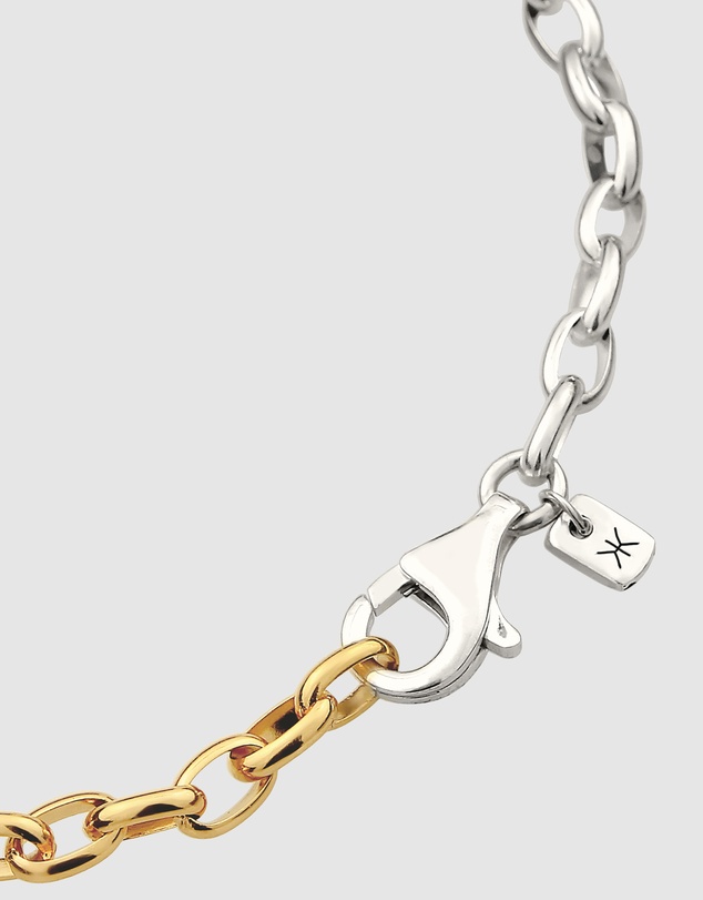 Kuzzoi - ICONIC EXCLUSIVE - Bracelet Male Crystals Link Chain with Crystal 925 Sterling Silver Bicolor