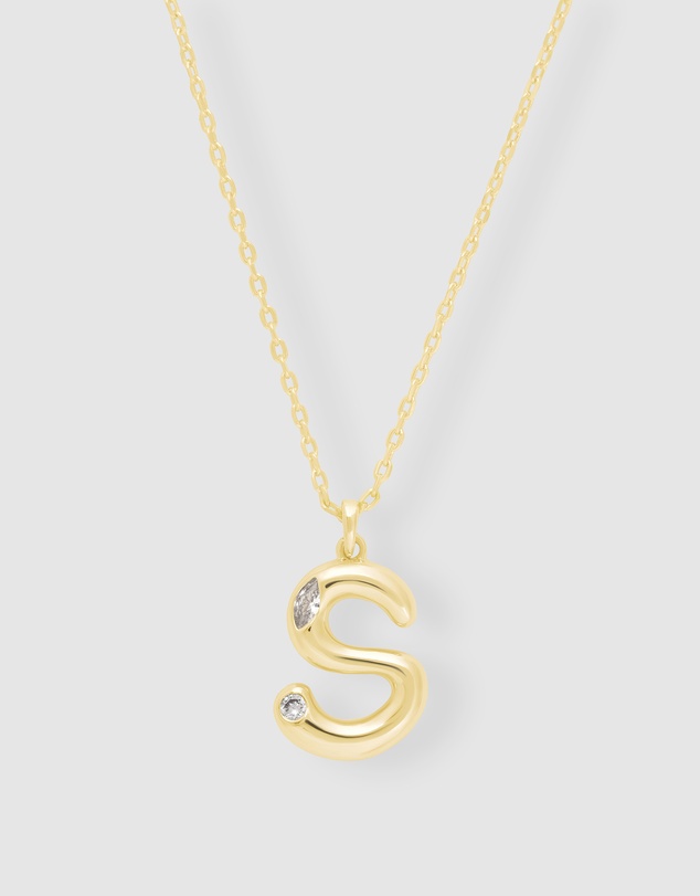 Wanderlust + Co - Alphabet Bubble Pendant Necklace - Letter S