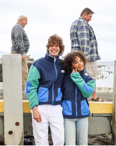 Skwosh - Skwosh Polar Fleece Utility Jacket in Green/Blue