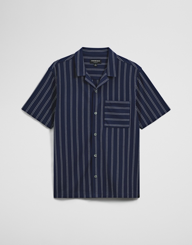 Country Road - Textured Stripe Cuban Shirt