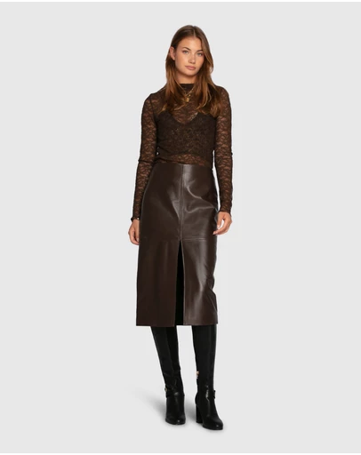Belle & Bloom - Understated Leather Pencil Skirt