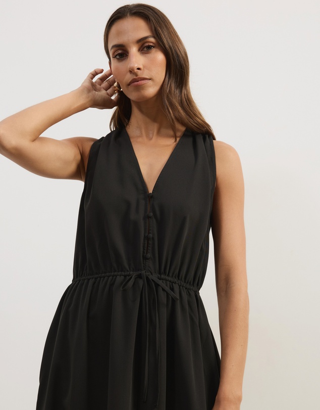 Atmos&Here - Cleo V-Neck Cinched Waist Midi Dress