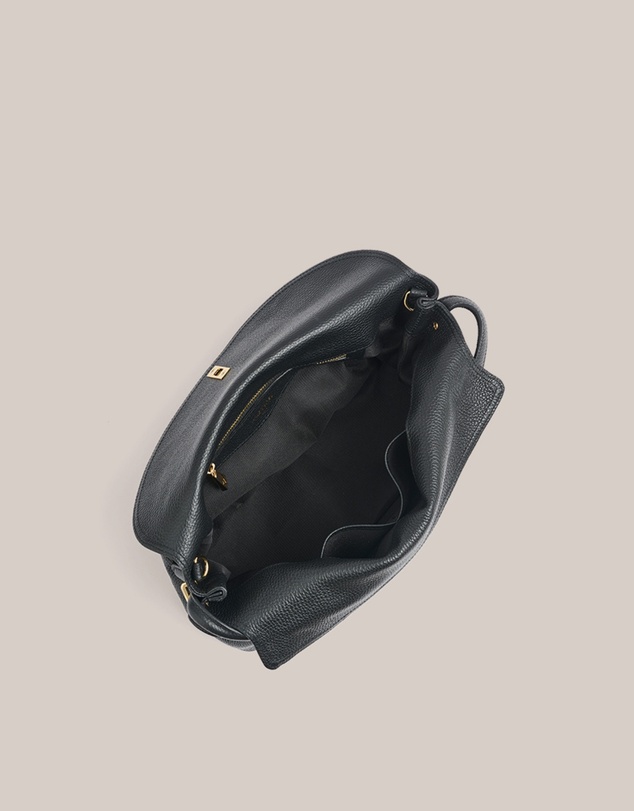 VESTIRSI - Sloane Large Black Leather Top Handle Crossbody