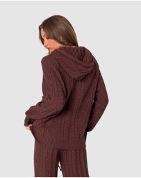 EDIKTED - Jelena Cable Knit Hoodie