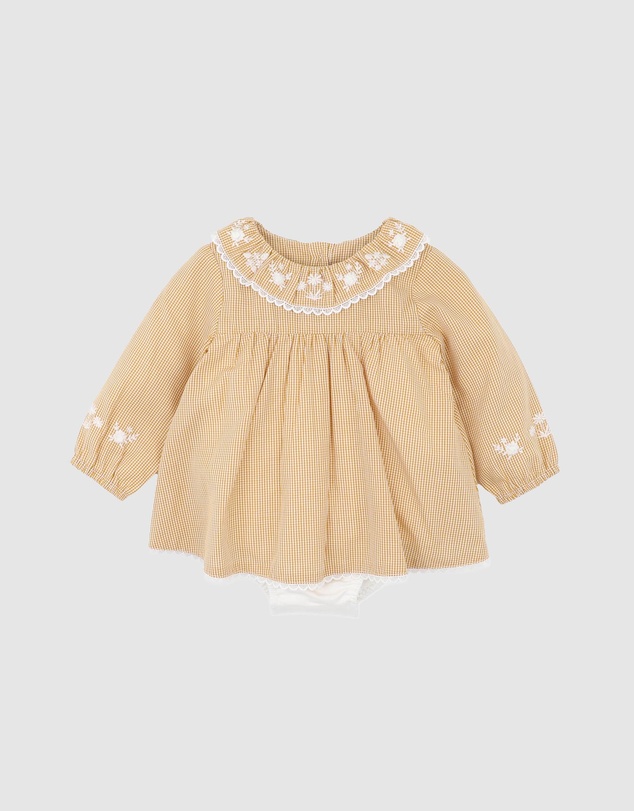 Bebe by Minihaha - Winnie Embroidered Gingham Overlay Dress - Babies