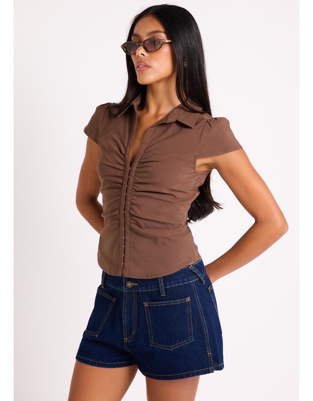 Insight - Cassia Short Sleeve Gather Shirt