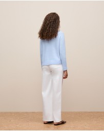 Trenery - Alpaca Merino Blend Polo in Soft Blue
