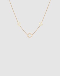 Elli Jewelry - Necklace Cloverleaf Symbol Luck with Zirconia in 925 Sterling Silver Gold Plated