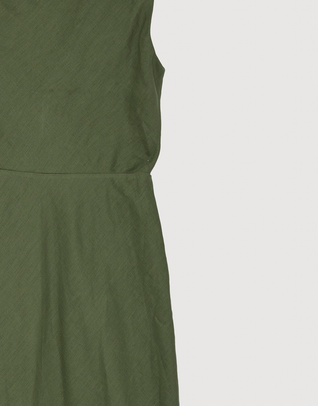Revibe - Repaired AERE Fia Linen Draped Off Shoulder Maxi Dress - AU 12