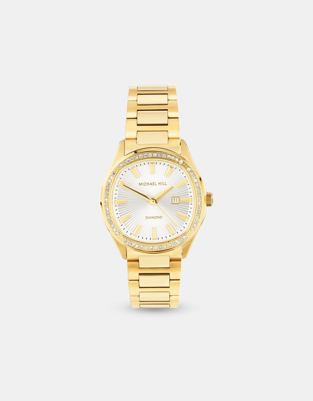 Michael Hill - Ladies Diamond Quartz Watch in Yellow Gold Tone Stainless Steel