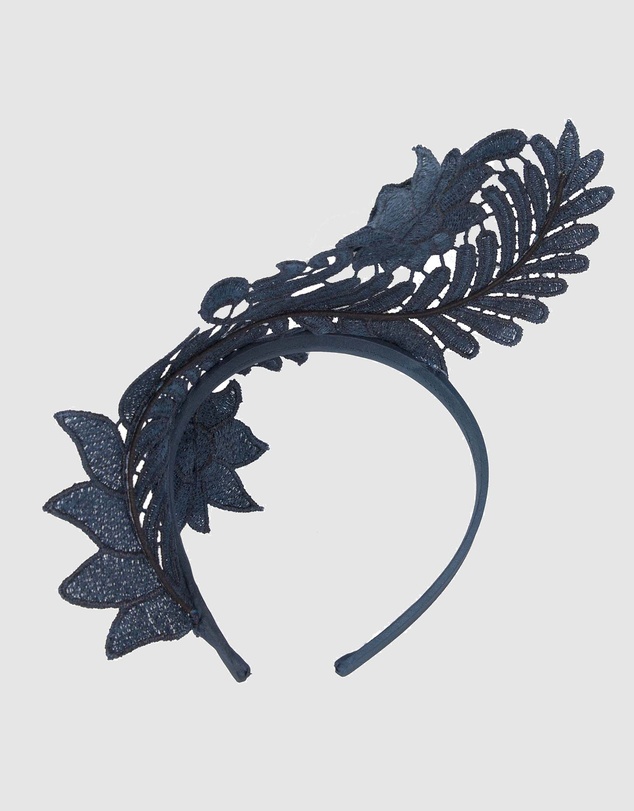 Max Alexander - Navy Lace Crown Headband Fascinator