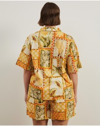 Atmos&Here Curvy - Paradise Linen Blend Shirt