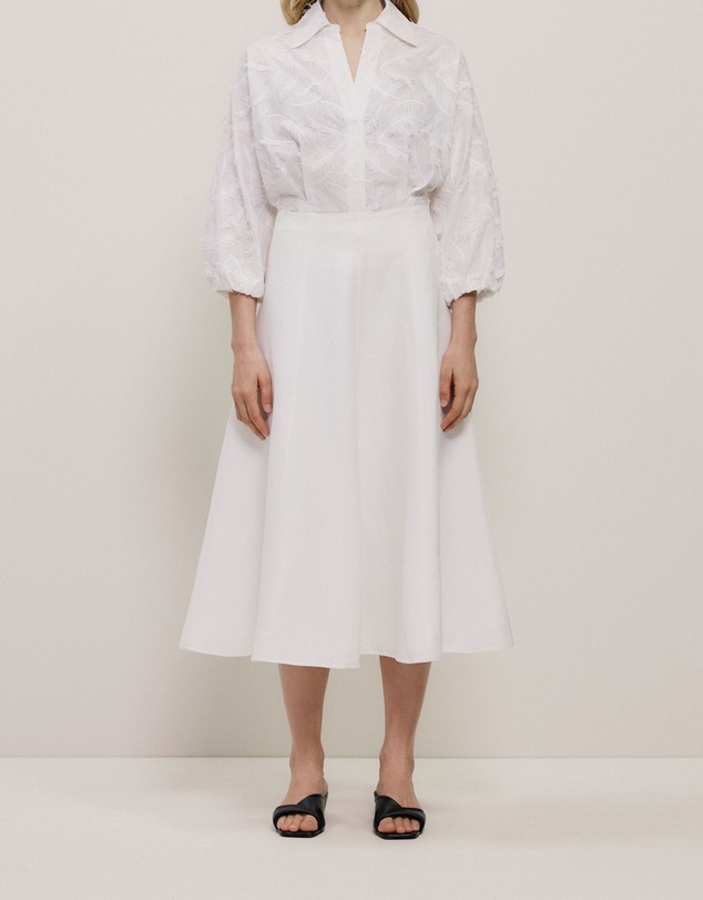 Trenery - Textured Flare Midi Skirt in Parchment