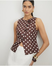 AERE - Tessa Linen Asymmetric Crew Vest