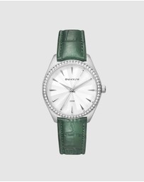 Maxum - Sydney - White Dial, Silver Tone Case & Green Leather Band