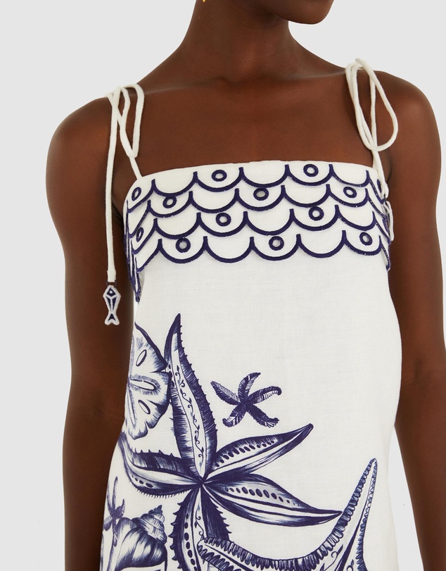 Farm Rio - Coast Stars Off-White Mini Dress