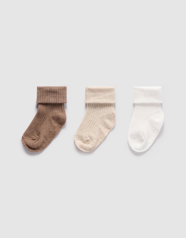 Purebaby - 3 Pack Rib Socks -Kids-Babies