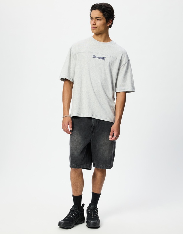 Thrills - Double Down Box Fit Oversized Cropped Contrast Stitch Tee