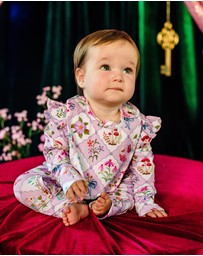 Fleur Harris - 'Bunny Blue Floral' Dandy Duo Bibs in Lilac