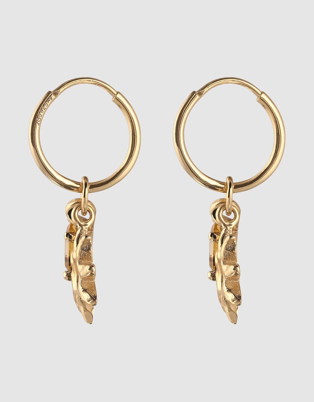 Elli Jewelry - Sunburst and Citrine Charm Hoops in Gold-Plated 925 Sterling Silver