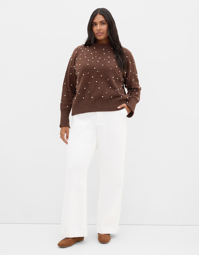 City Chic - Plus size Pearl Gate Jumper - chocolate