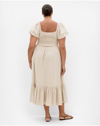 City Chic - Plus size Simone Midi Dress - stone