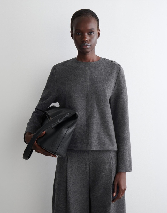 COS - Button-Detail Boiled-Wool Sweatshirt