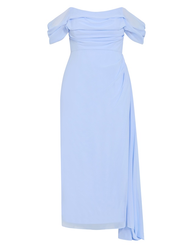 City Chic - Plus size Soft Love Off Shoulder Maxi Dress - sky blue