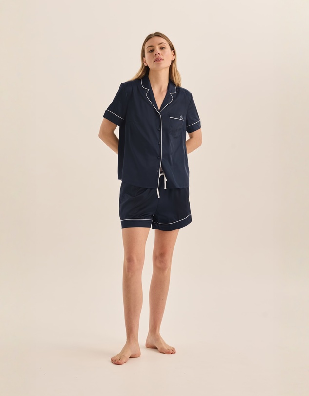 Gingerlilly - Sonia Navy Satin Short PJ Set