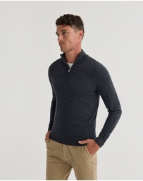 Oxford - Merino Zip Neck Pure Wool Pullover