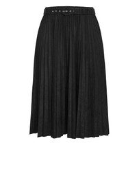 City Chic - Plus size Sueded Pleat Midi Skirt - black
